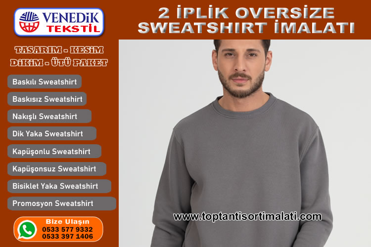 İki İplik Bisiklet Yaka Sweatshirt İmalatı